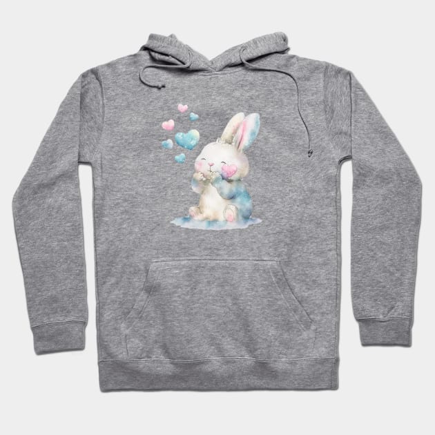 Cute bunny and hearts Hoodie by NATLEX